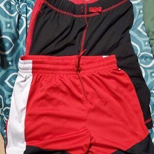 Kids Athletic Shorts - Red & Black Colorblock